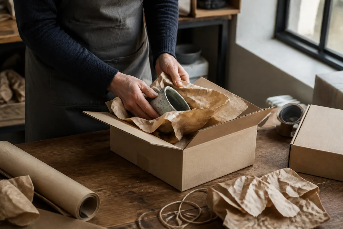 Préparation réelle d’une commande de produit artisanal pour une activité en ligne